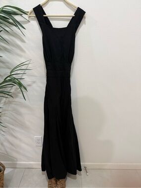 Rachel Zoe Black Linen Maxi Dress with Wide Straps